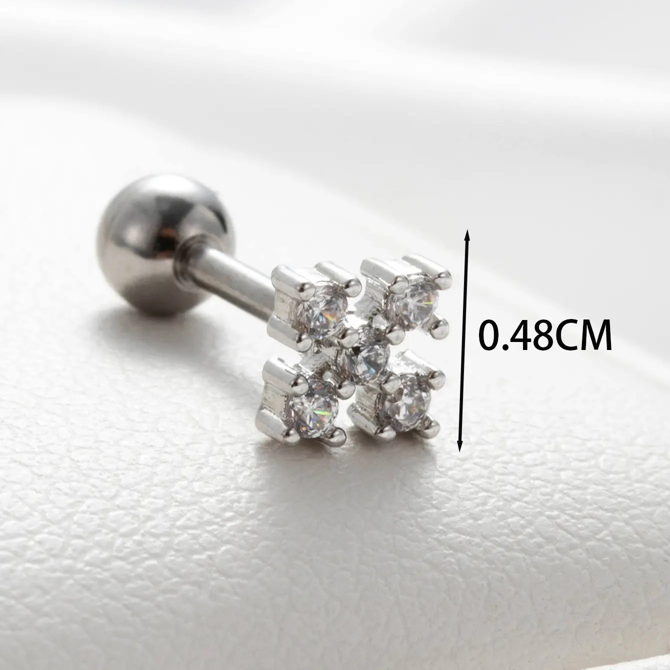 1 Piece Simple Series Classic Square Titanium Steel  18K Gold Plated Zircon Women's Stud Earrings h5 